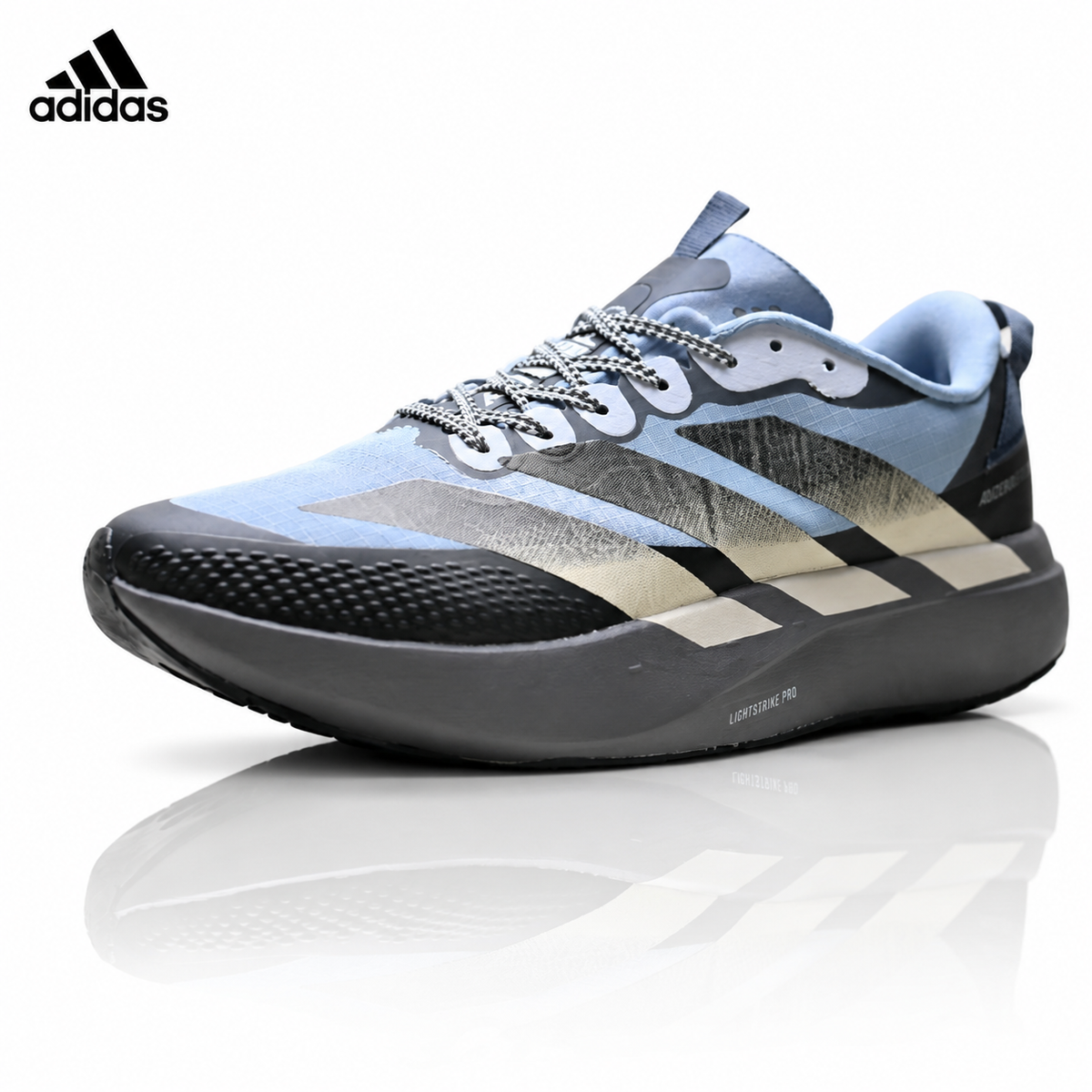 Exclusive Adidas K81801550 Men's Running Shoes — Blue/Black — Size EU 40 / US M7 / W8.5 / 25CM — Front View