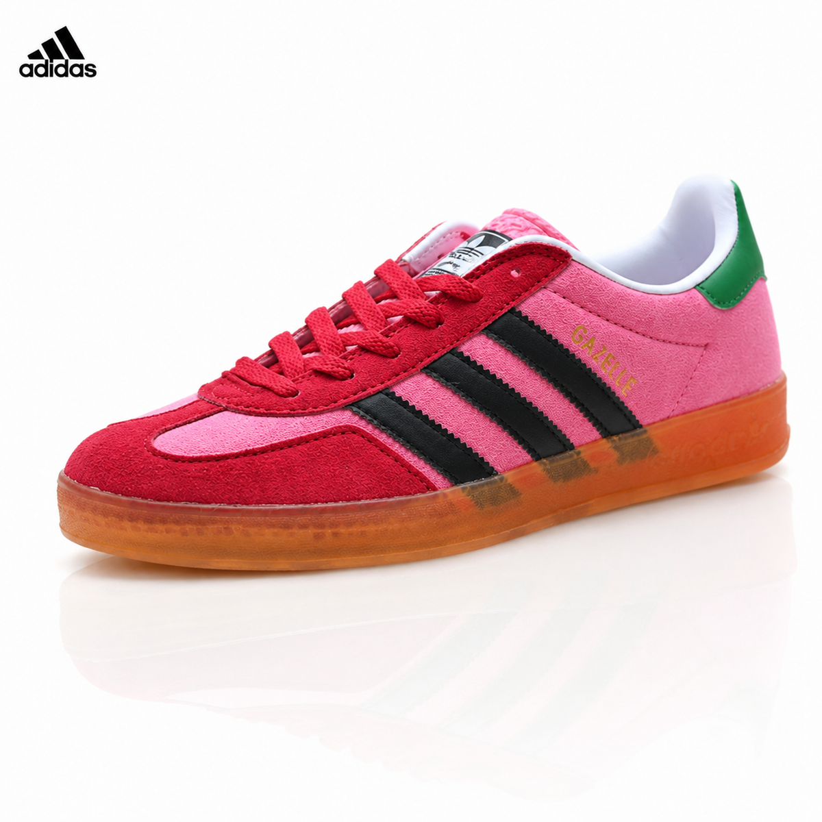 Exclusive Adidas Originals Gazelle Pink Black Gum Sneakers — EU 36 / US M4 / W5.5 / 23CM — Front View