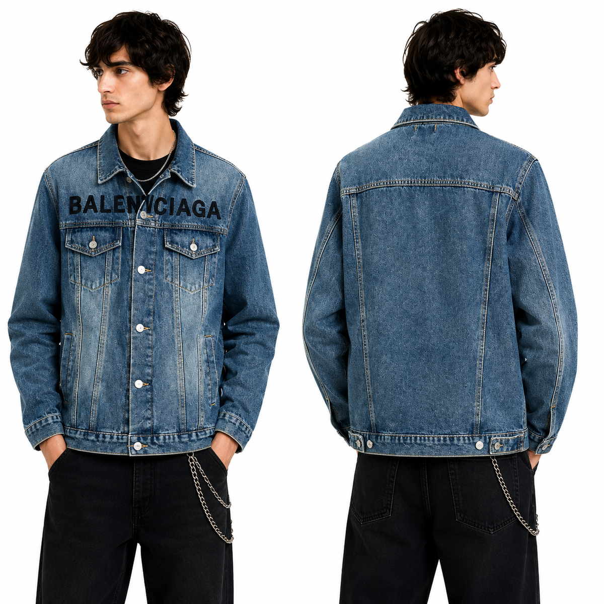 Exclusive Balenciaga 2025SS Embroidery Jacket — Blue — Size M — Front View
