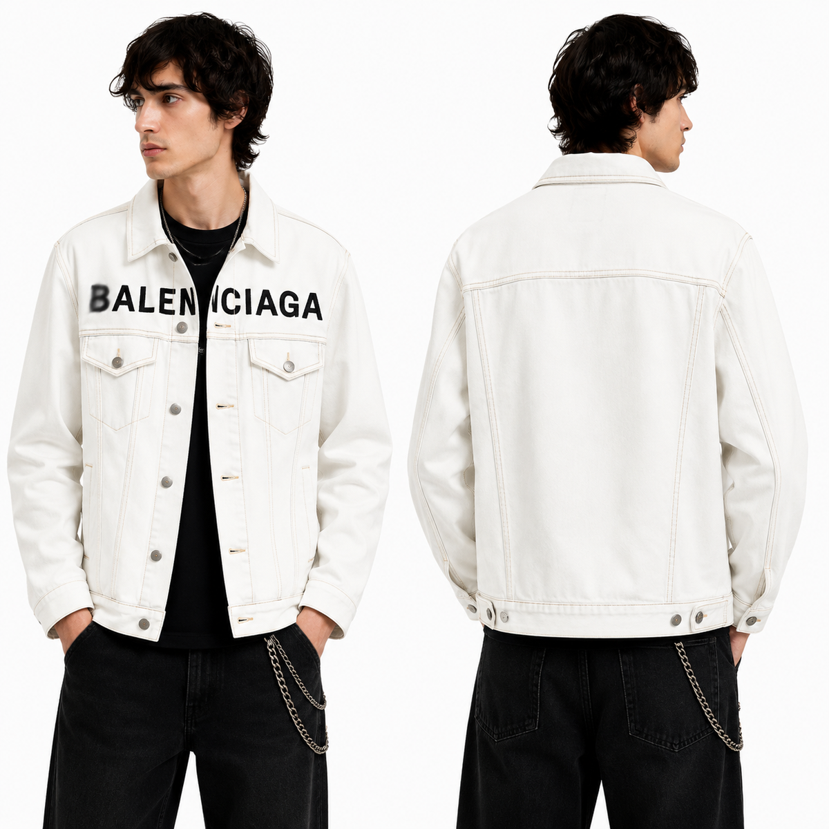 Exclusive Balenciaga White Embroidery Jacket — M — Front View