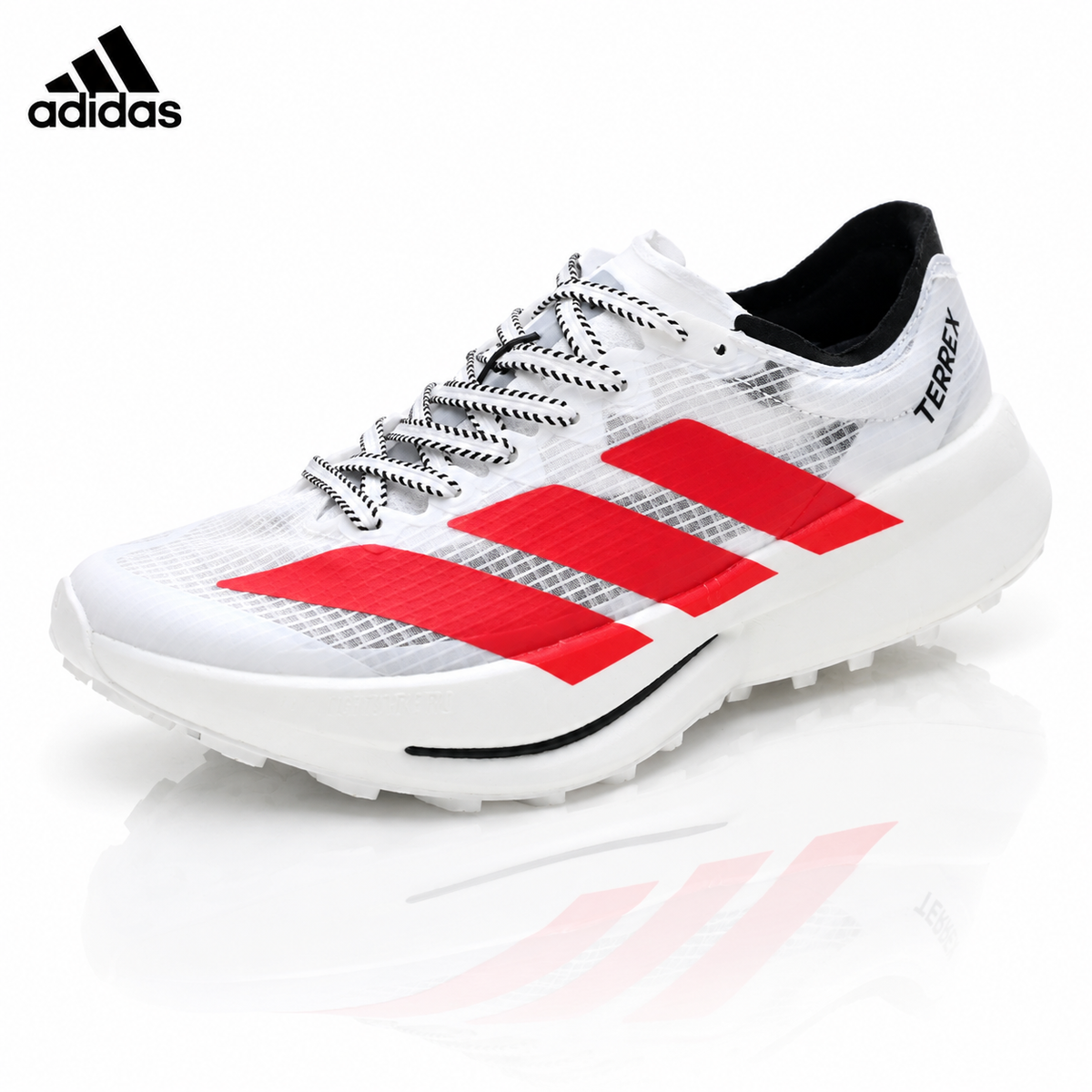 Exclusive Adidas K81801650 Men's Running Shoes #4 — White/Red — Size EU 40 / US M7 / W8.5 / 25CM — Front View