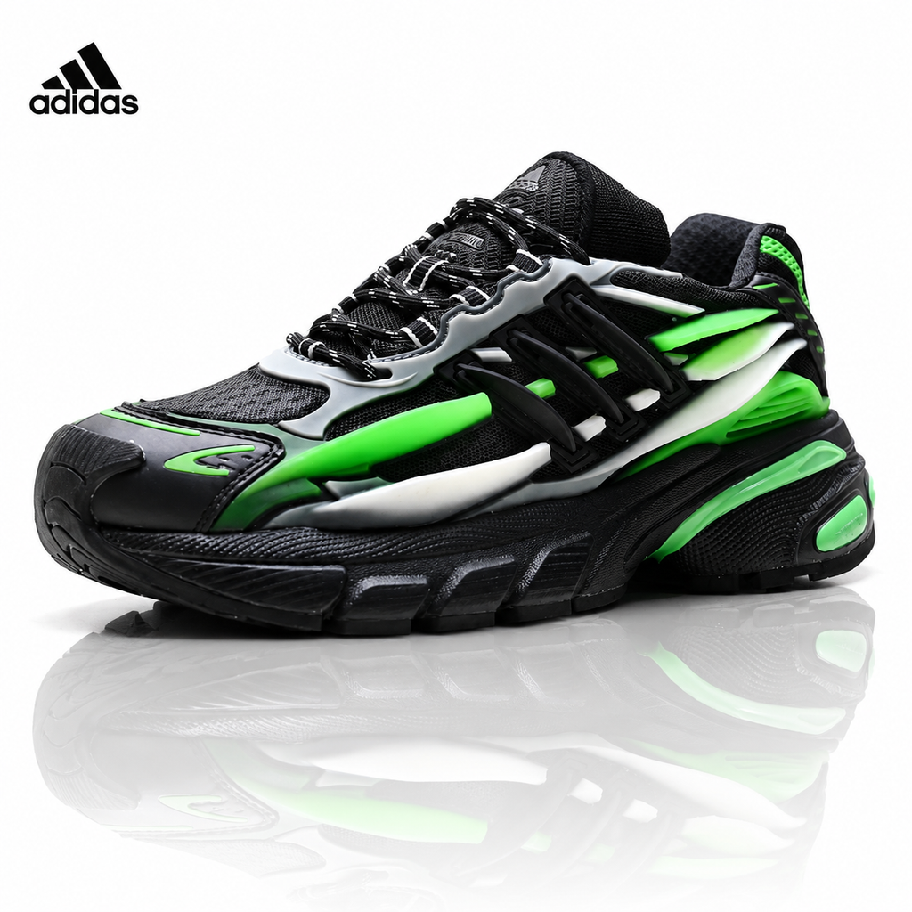 Exclusive Adidas K81801750 Unisex Dad Sneakers — Black/Green — Size EU 36 / US M4 / W5.5 / 23CM — Front View