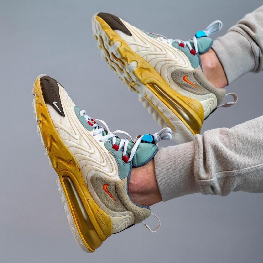 Exclusive Travis Scott x Nike Air Max 270 React ENG 'Cactus Trails' — UK 3 | EU 35.5 | US 3.5 — Lifestyle View