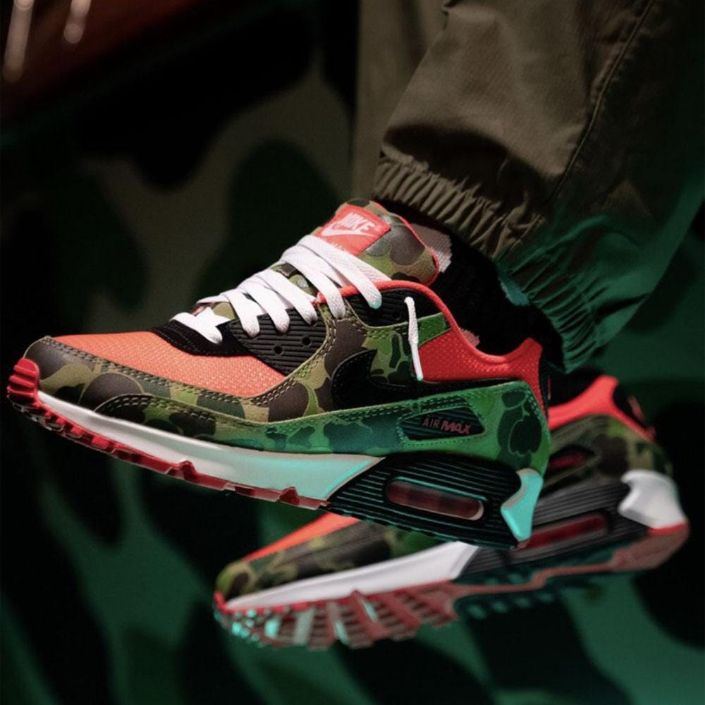 Exclusive Nike Air Max 90 SP 'Reverse Duck Camo' (2020) — 3 UK | 35.5 EU — Lifestyle View