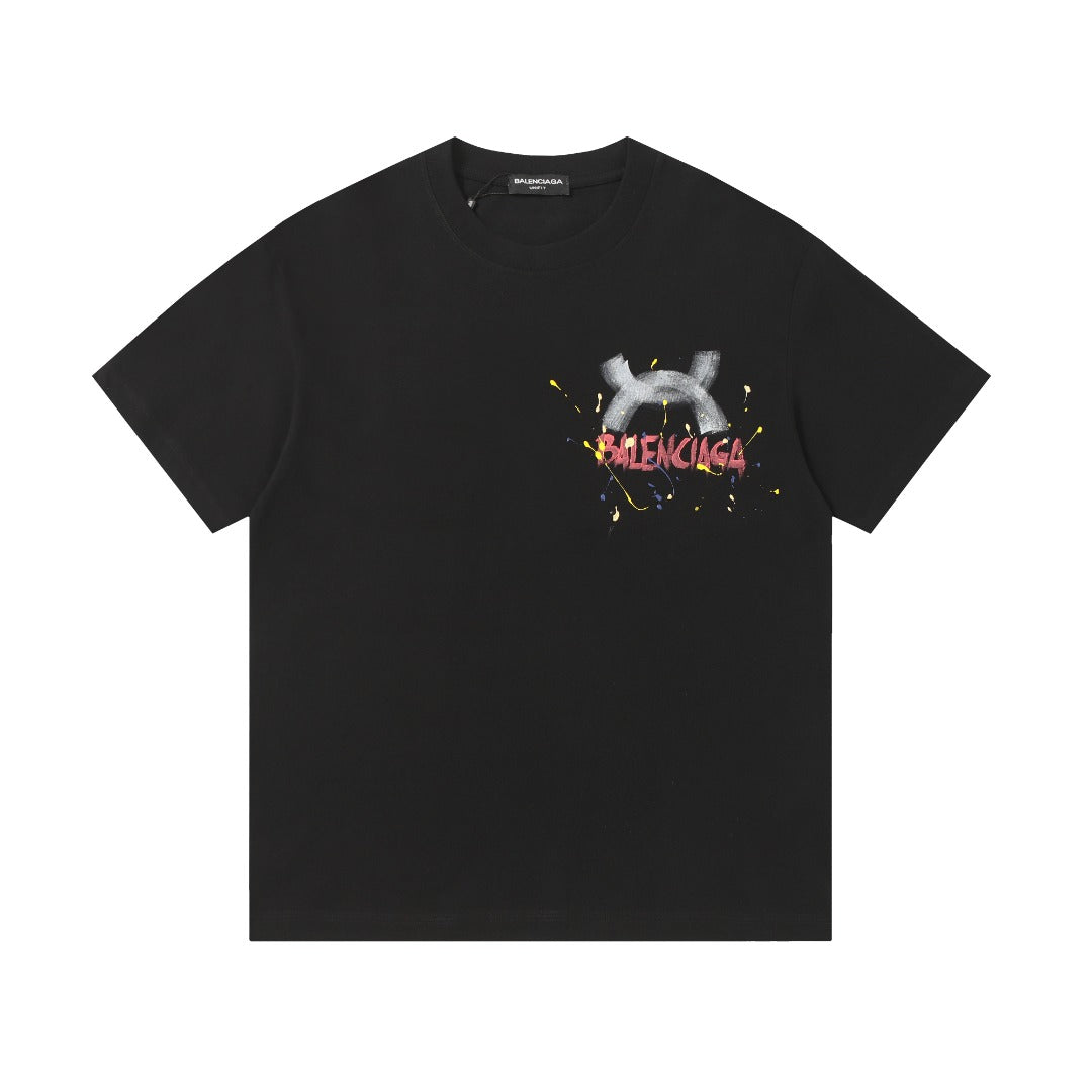 Exclusive Balenciaga BB LOGO T-shirt — Black — Size XS — Top View