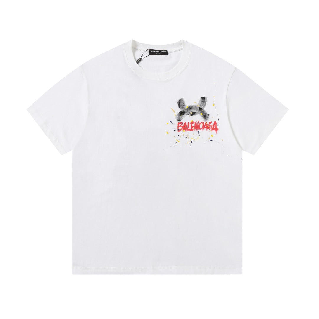 Exclusive Balenciaga BB LOGO T-shirt — Black — Size XS — Side View